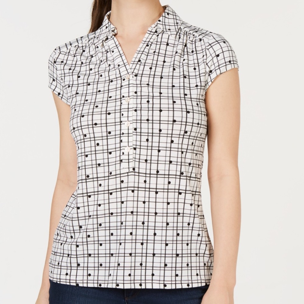 New Charter club dot print polo top